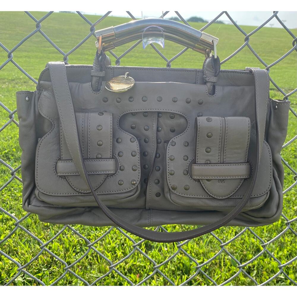 Vintage 00's Chloé Saskia Grey Leather Studded Tote